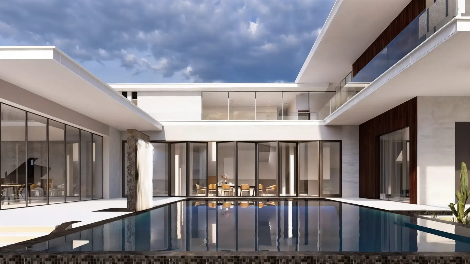 villa de luxe Tunisie, architecture contemporaine Tunisie, villa La Soukra, architecte Tunisie, design villa haut de gamme, villa avec spa hammam piscine intérieure, DAH Studio architecture